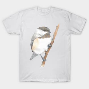 Black-capped Chickadee Poecile atricapillus watercolor portrait T-Shirt